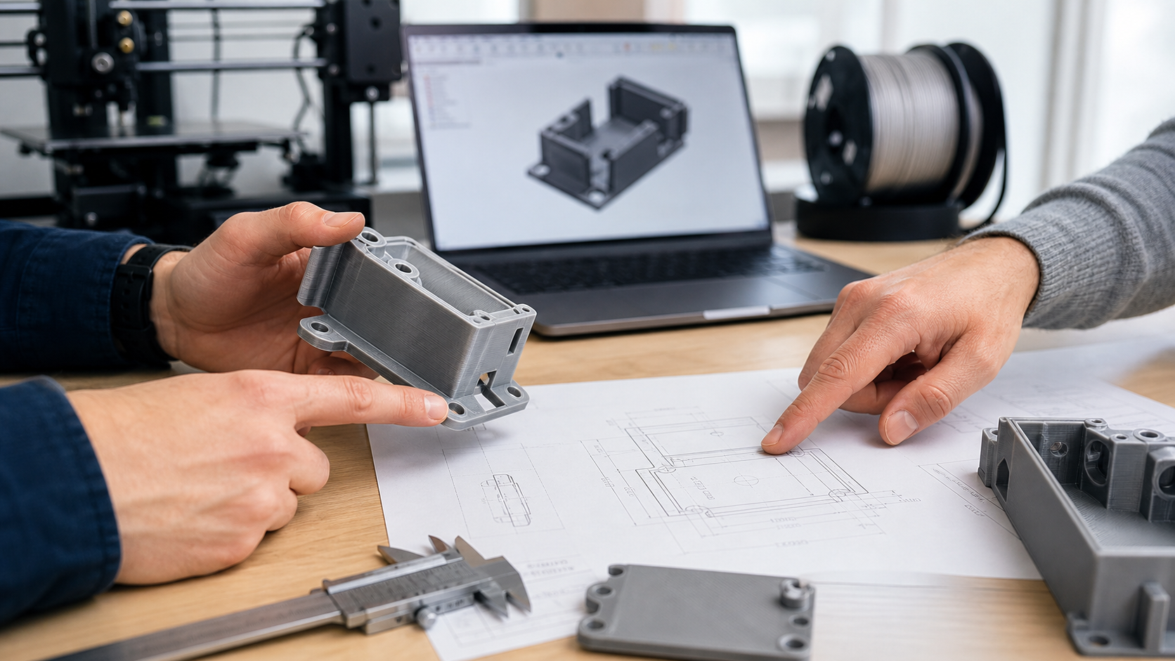 Project discussion around a functional 3D printed prototype and CAD review